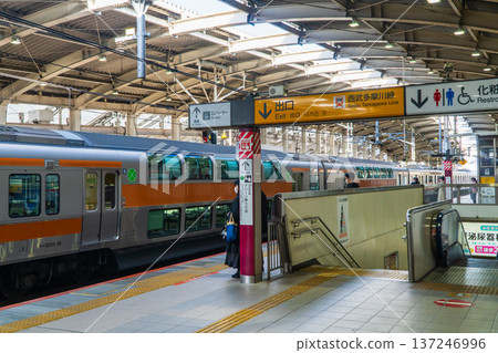 東京武藏堺站下行月台綠色車廂 137246996