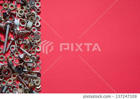 Metal hardware border with copy space 137247109