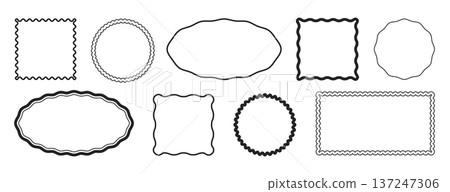 Black scallop wiggly edge frames, silhouette scalloped borders with wavy lace edges Black scallop wiggly edge frames, silhouette scalloped borders with wavy lace edges 137247306