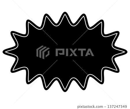 Simple color speech bubble with a long, rounded, jagged shape Simple color speech bubble with a long, rounded, jagged shape 137247349