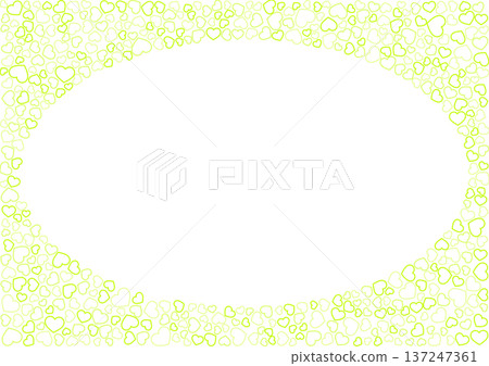 Heart pattern background, yellow-green, 3-color border heart 137247361