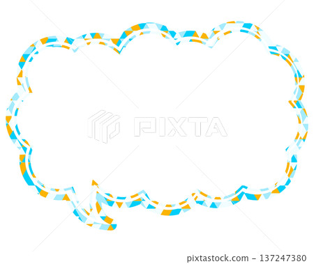 Stained glass style speech bubble, triangular pattern, elongated cloud shape Stained glass style speech bubble, triangular pattern, elongated cloud shape 137247380