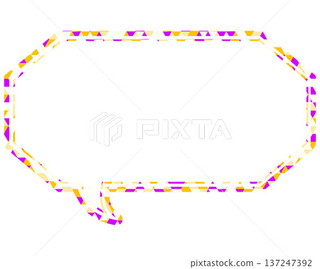 Stained glass style speech bubble, triangular pattern, elongated octagon Stained glass style speech bubble, triangular pattern, elongated octagon 137247392