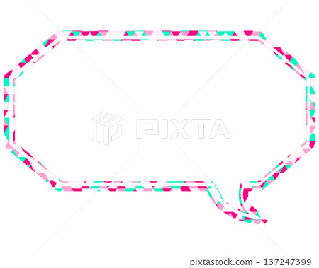 Stained glass style speech bubble, triangular pattern, elongated octagon Stained glass style speech bubble, triangular pattern, elongated octagon 137247399