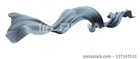 Flowing pastel blue grey fabric waves isolated on white background for cosmetics, luxury products and wedding invitations 3D render Flowing pastel blue grey fabric waves isolated on white background for cosmetics, luxury products and wedding invitations 3D render 137247533