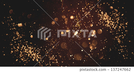 Golden abstract bokeh on black background. Golden abstract bokeh on black background. 137247662
