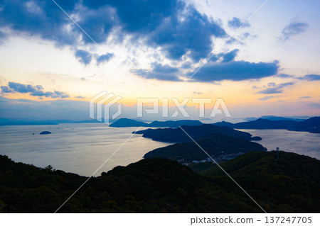 Shodoshima evening view from Mt. Goishi Shodoshima evening view from Mt. Goishi 137247705