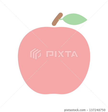 Simple icon of red apple Flat design of apple with leaf Simple icon of red apple Flat design of apple with leaf 137248750