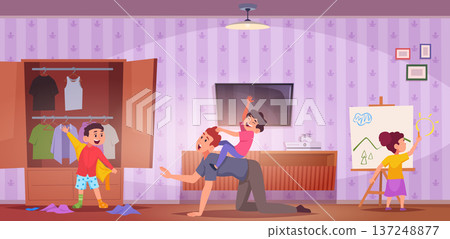 Hyperactive person. Little characters kids with adhd problems exact vector impulsivity people cartoon background 137248877