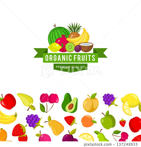 Fruits background. organic healthy fruits. vector background illustration Fruits background. organic healthy fruits. vector background illustration 137248933