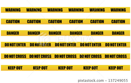 危險與警示膠帶向量素材 黃黑警示膠帶套裝 137249055