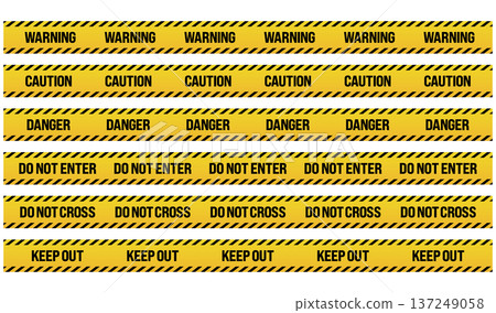 Danger and caution tape vector material Yellow and black caution tape set Danger and caution tape vector material Yellow and black caution tape set 137249058