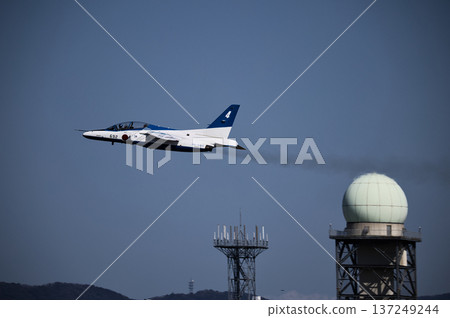 Blue Impulse No. 4 aircraft takes off Blue Impulse No. 4 aircraft takes off 137249244