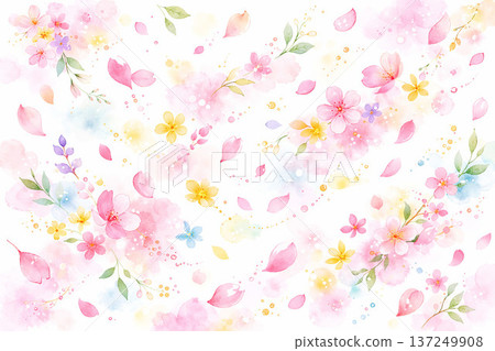 春花系列：花瓣與光粒子交融的抽象圖案 137249908