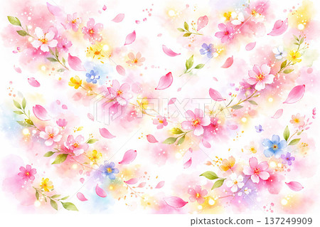 春花系列：花瓣與光粒子交融的抽象圖案 137249909