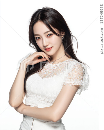 美麗時尚廣告圖片，一位美麗年輕女性的影棚拍攝照片 137249958