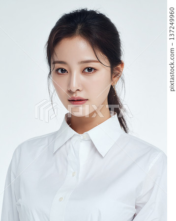 一位擁有光滑肌膚和優雅笑容的女性 生活方式/護膚素材 137249960