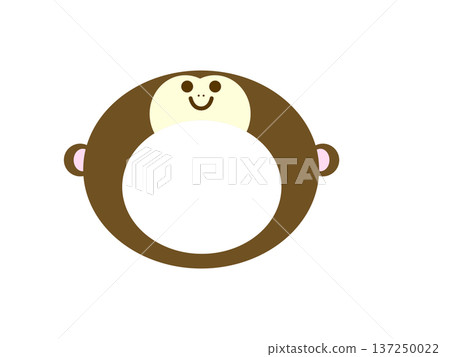 Monkey face frame illustration | Cute animal photo frame | Monkey | Ape 137250022