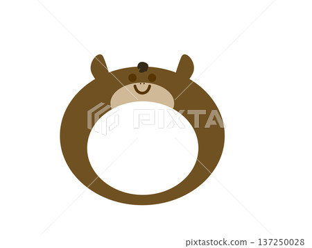 Horse face frame illustration | Cute animal photo frame | Horse | Horse 137250028