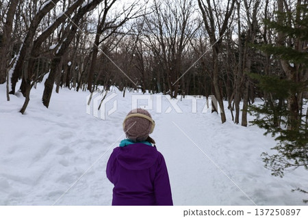 二月冬季北海道，冬季景色，世界自然遺產知床，從知床自然中心徒步前往芙蕾佩瀑布 137250897