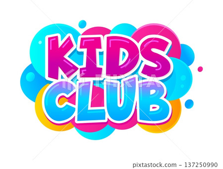 Kids playground game zone color icon or banner. Baby playground area colorful icon, children amusement park cartoon vector label. Kids party room banner with blue and pink bubbles, colorful typography Kids playground game zone color icon or banner. Baby playground area colorful icon, children amusement park cartoon vector label. Kids party room banner with blue and pink bubbles, colorful typography 137250990