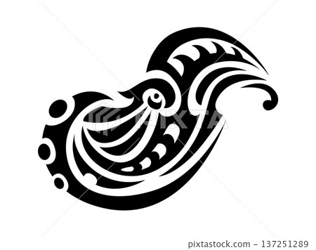 Polynesia Maori ethnic tattoo or print. Hawaiian tribal warrior graphic symbol, tribe monochrome vector tattoo. Samoan culture motif black sign or Polynesian Maori ethnic abstract print 137251289