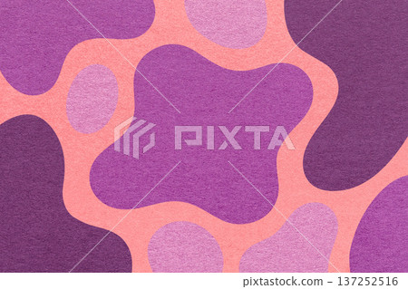 Abstract violet purple coral paper texture background with amorphous fluid blob shapes and spots in flat organic design 137252516