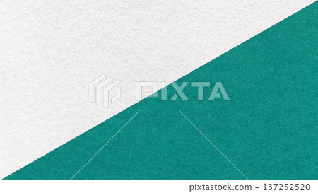 White paper texture two color background with teal diagonal split and copy space for template, banner, presentation 137252520
