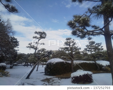 Snow scene at Inage Seaside Park 137252703