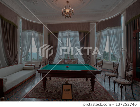 Trabzon -Turkey- September 25 2024: The Ataturk Pavilion a historical mansion in the Soguksu district that served as a residence for Mustafa Kemal Ataturk during his visits to the city . 137252740