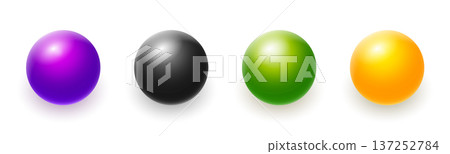 Glossy colorful spheres collection purple black green orange gradient balls isolated white Glossy colorful spheres collection purple black green orange gradient balls isolated white 137252784