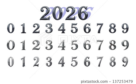 Dark Metal Number Font Set 137253479