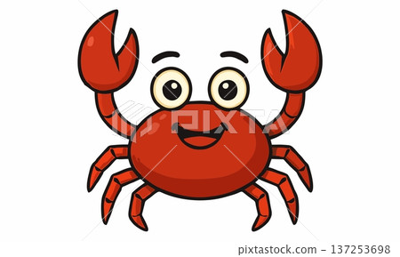 Cute Happy Crab Cartoon Vector Illustration 137253698