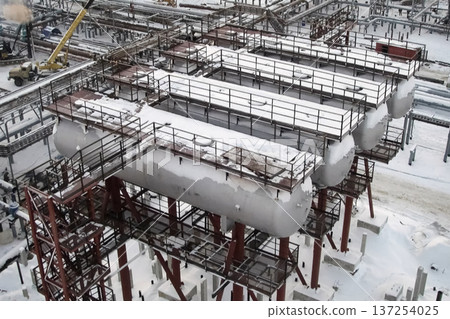 Oil refinery Construction of an oil industrial facility Oil refinery Construction of an oil industrial facility 137254025