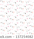 長尾山雀和花朵的無縫圖案 137254082