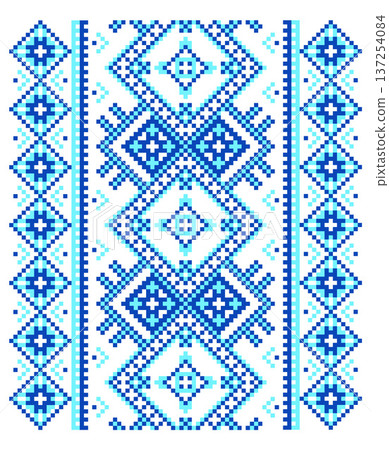 traditional ukrainian embroidery ornament featuring authentic geometric patterns in classic colors vector illustration 137254084