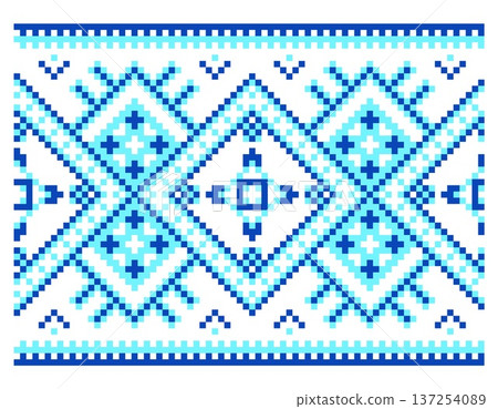 traditional ukrainian embroidery ornament featuring authentic geometric patterns in classic colors seamless vector illustration 137254089