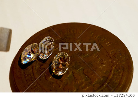diamonds are artificial on metal stand. 137254106
