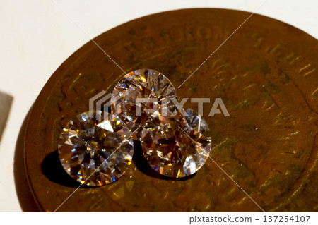 diamonds are artificial on metal stand. 137254107