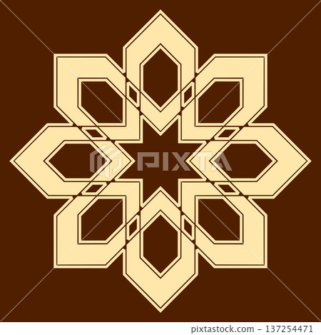 Decorative elegant vector element for design in Eastern style, place for text. Floral golden and brown frame. Lace illustration for invitations and greeting cards 137254471