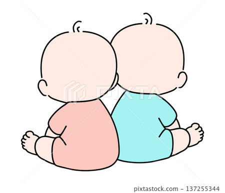 雙胞胎寶寶，背影 137255344