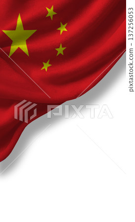 Waving Chinese flag symbolizing independence and national sovereignty in a vibrant display Waving Chinese flag symbolizing independence and national sovereignty in a vibrant display 137256053