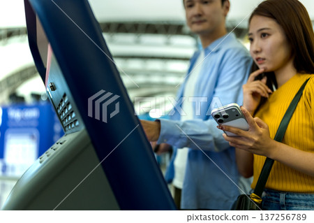 Self-service check-in at the airport 137256789