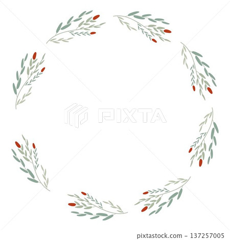 Simple wreath of cute pastel color plants 137257005