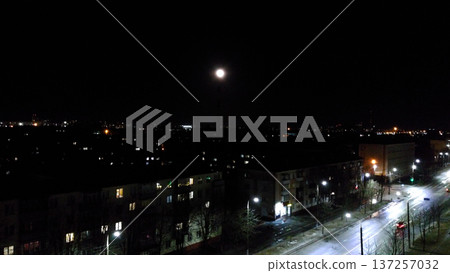 The Architecture backgrounds and objects. Night. Moon. 137257032
