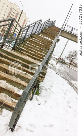 The Architecture backgrounds and objects. Bridge in winter. 137257039