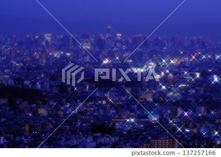 Ikeda city night view as dusk approaches Ikeda city night view as dusk approaches 137257166