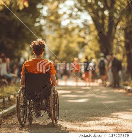 Young man enjoying a sunny day in a park 137257879