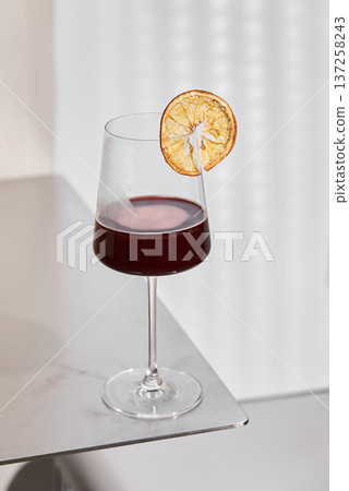 Highquality Studio Imagery Showcasing Decorated Wine Glass With Sharp Shadows And Sleek Style 137258243