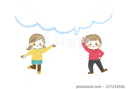 Children's illustrations and speech bubble frames Children's illustrations and speech bubble frames 137258502